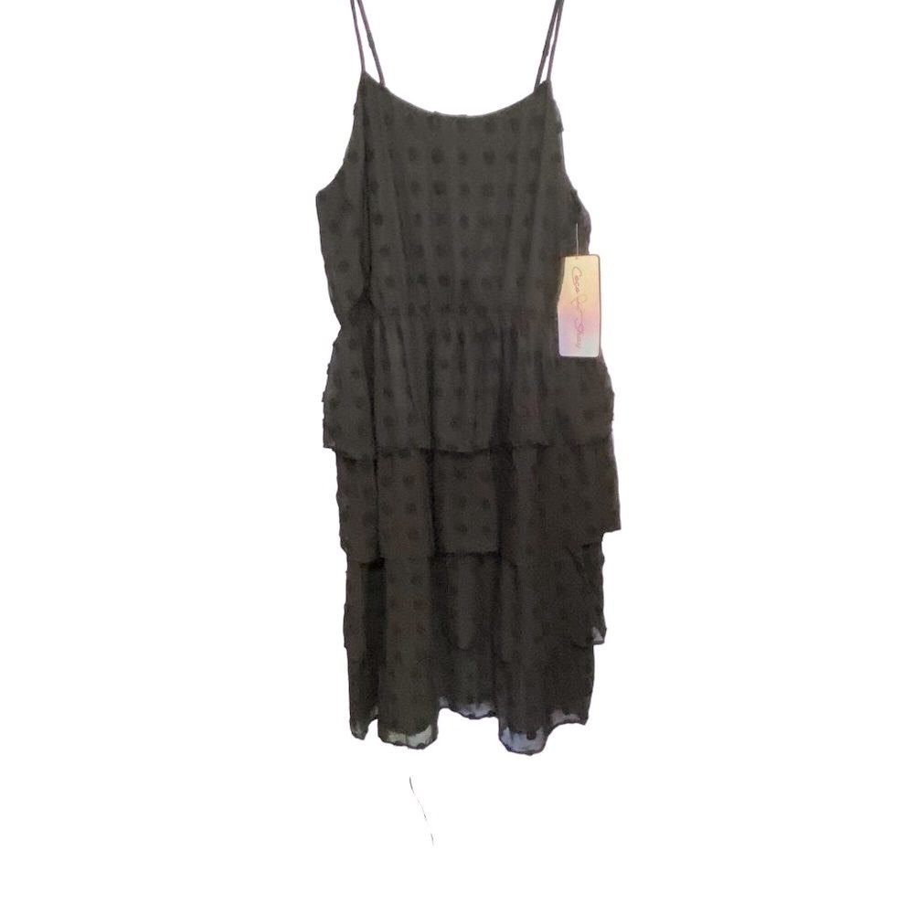 Coco and Shay Black Tiered Ruffles Dress with Black Dots Size 3XL NWTâ